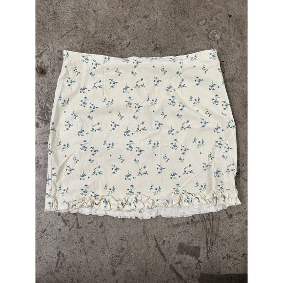 Urban Outfitters Womens Ashton Floral Ruffle Mini Skirt Medium Yellow Purple L - Picture 3 of 8
